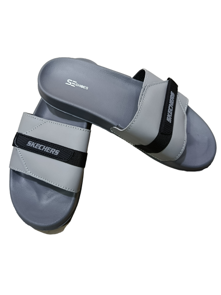 Men's Gray Adjustable Slide Sandals by SKECHERS - Everyday Comfort
