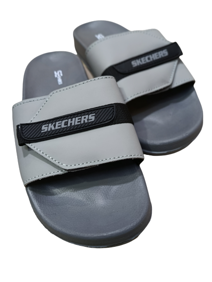 Men's Gray Adjustable Slide Sandals by SKECHERS - Everyday Comfort