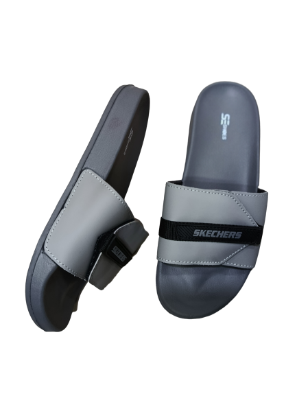 Men's Gray Adjustable Slide Sandals by SKECHERS - Everyday Comfort