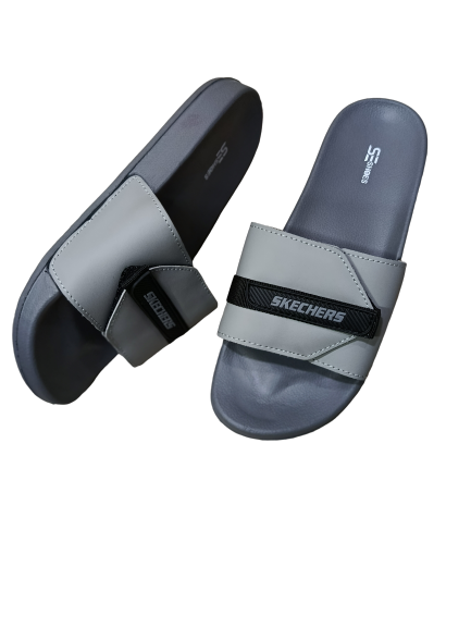 Men's Gray Adjustable Slide Sandals by SKECHERS - Everyday Comfort
