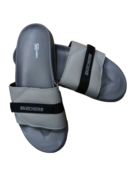 Men's Gray Adjustable Slide Sandals by SKECHERS - Everyday Comfort