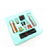 Set of electronic components and tools in a clear plastic case on a white background