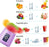 Diagram showing the use of a blender for making juice, milkshake, vegetable juice, and smoothie with images of ingredients and drinks.