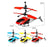 Red toy helicopter with dimensions on a white background