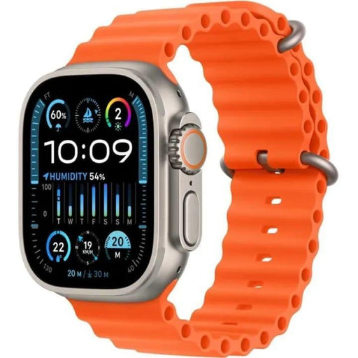 Smartwatch with an orange band on a white background