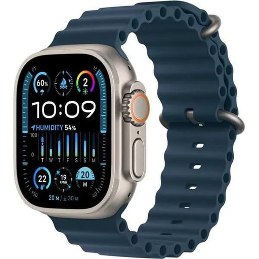 Smartwatch with a blue band on a white background