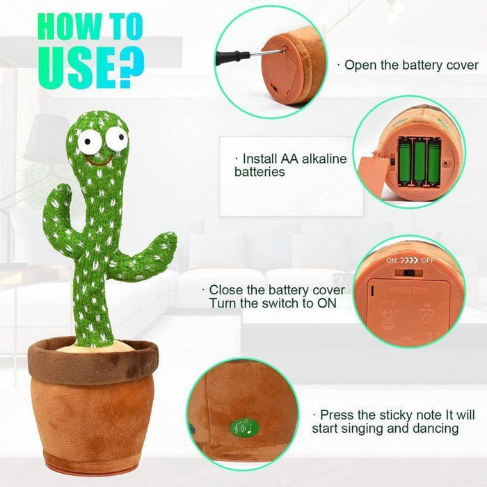 Dancing Cactus Plush Toy for Kids with 120 Songs - Dripcart Online