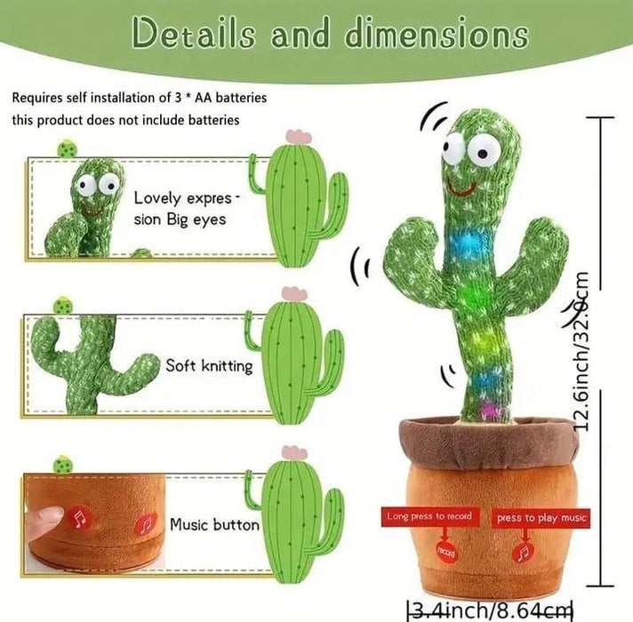 Dancing Cactus Plush Toy for Kids with 120 Songs - Dripcart Online