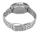 Silver watch with metal band on a white background