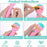 Step-by-step instructions for using a pink toy projector with images of hands performing actions.