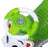 Toy car with green steering wheel on a white background