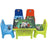 Children's table and chairs set with colorful designs on a white background